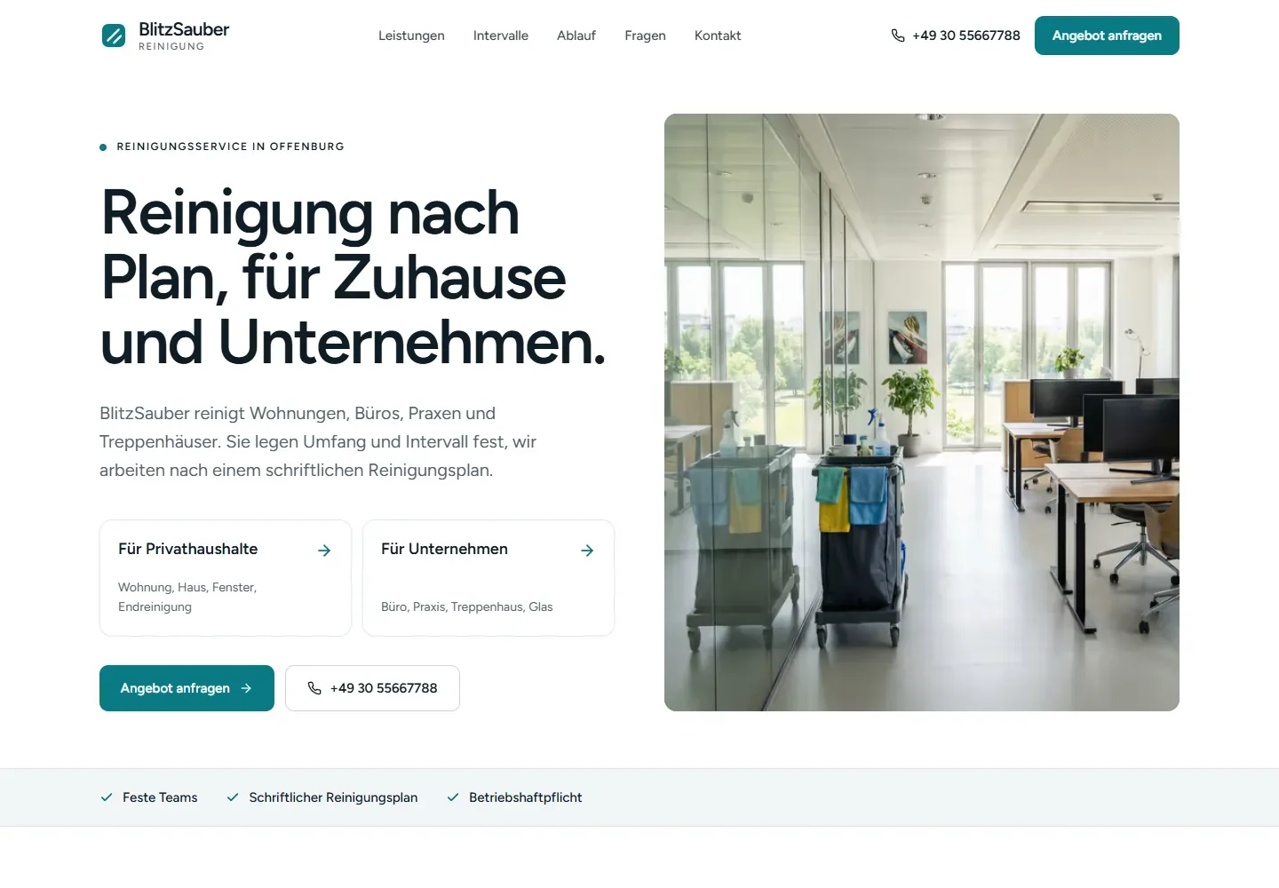 Website-Beispiel für Reinigungsservice