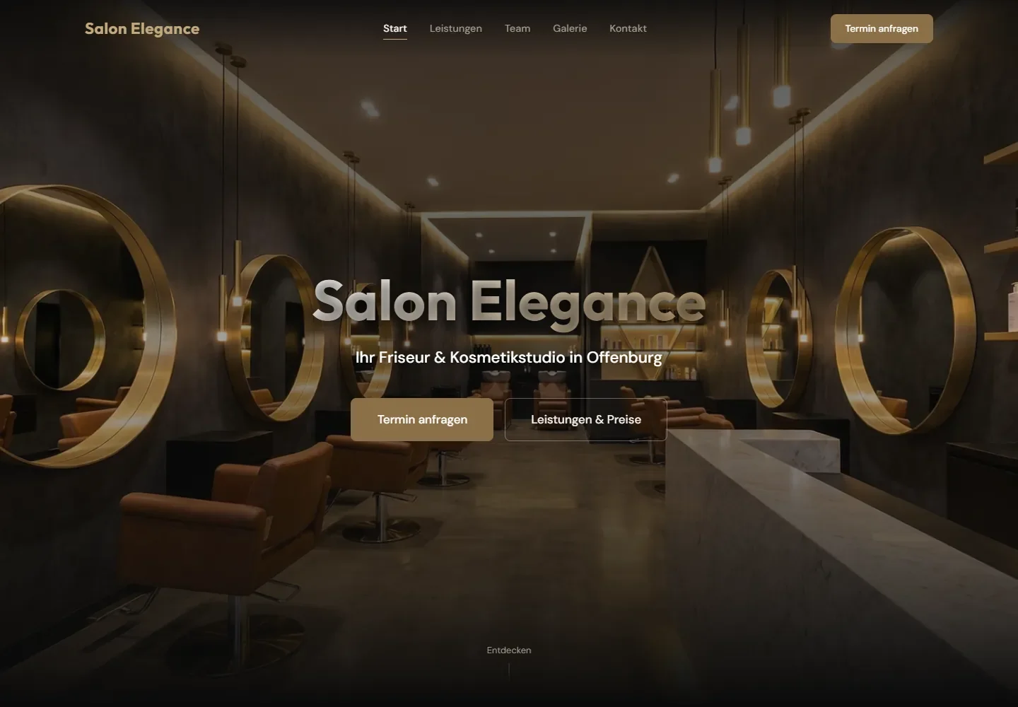 Vorschau des fiktiven Website-Beispiels für Friseur & Kosmetik