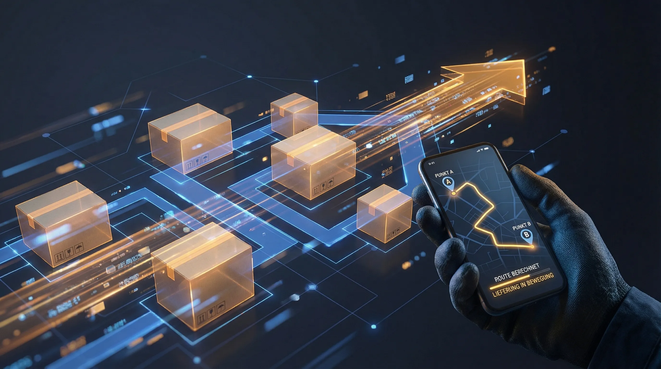 Umzugskartons und Smartphone mit Umzugs-App